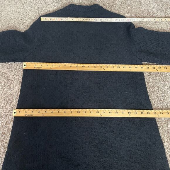 Eileen Fisher Swing Coat Size Large Textured Black Wool Silk Lined 3/4 Sleeve - Picture 12 of 13